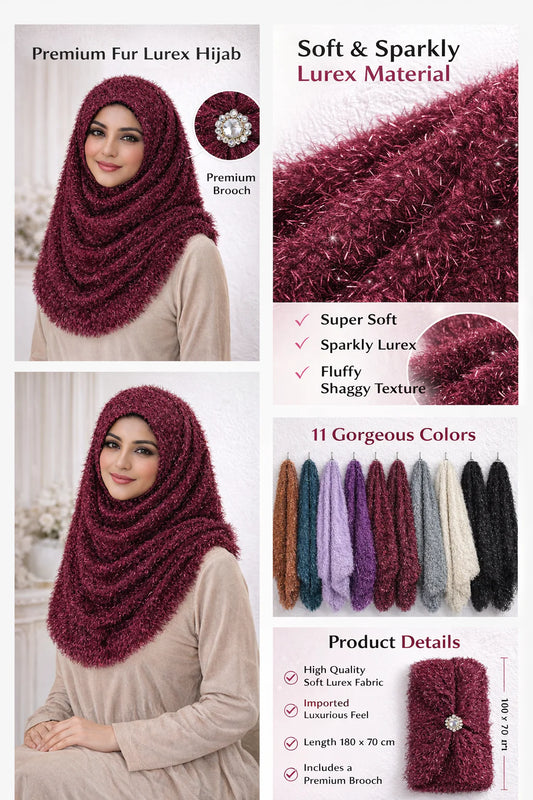 Imported Fur Zari Hijab โ Premium Soft Winter Hijab