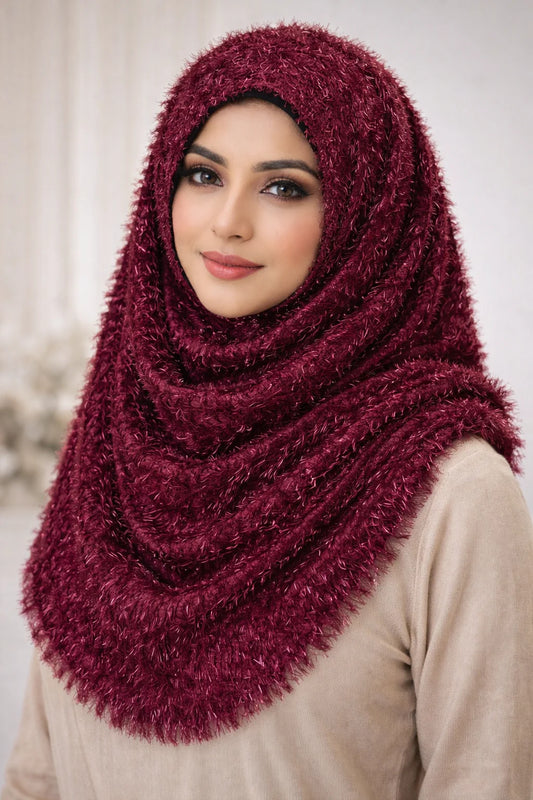 Imported Fur Zari Hijab – Premium Soft Winter Hijab